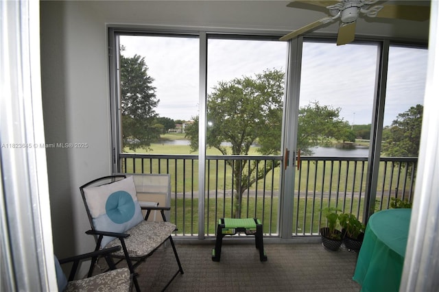 100 SW 130th Unit 311C, Pembroke Pines, FL 33027 - sunroom / solarium featuring a water view and a ceiling fan