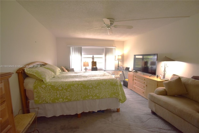 100 SW 130th Unit 311C, Pembroke Pines, FL 33027 - bedroom with light colored carpet, a ceiling fan, and a textured ceiling