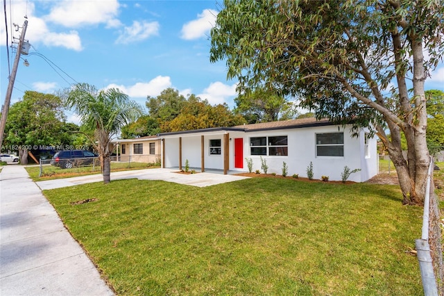 813SW 3rd Ct, Delray Beach, FL 33444 - ranch-style house featuring concrete driveway, a front yard, and stucco siding