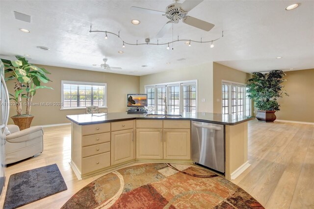 20406 SW 54th Pl, Pembroke Pines, FL 33332 - kitchen featuring dishwasher, open floor plan, ceiling fan, healthy amount of natural light, and recessed lighting