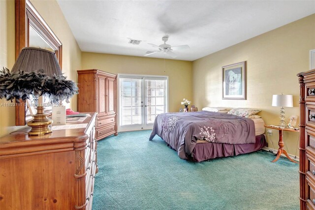 20406 SW 54th Pl, Pembroke Pines, FL 33332 - carpeted bedroom with access to outside and ceiling fan