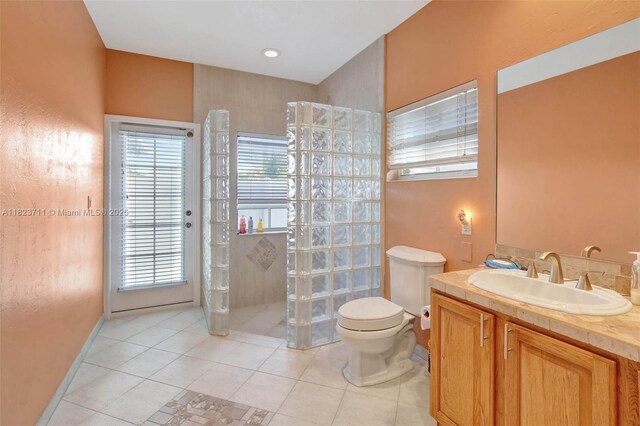 20406 SW 54th Pl, Pembroke Pines, FL 33332 - bathroom featuring walk in shower, vanity, and tile patterned flooring