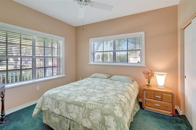 20406 SW 54th Pl, Pembroke Pines, FL 33332 - carpeted bedroom featuring a ceiling fan and a closet