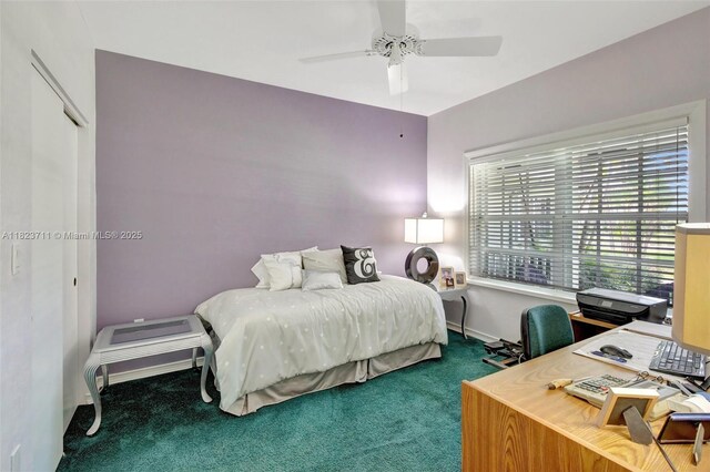 20406 SW 54th Pl, Pembroke Pines, FL 33332 - bedroom with carpet floors, a desk, and ceiling fan