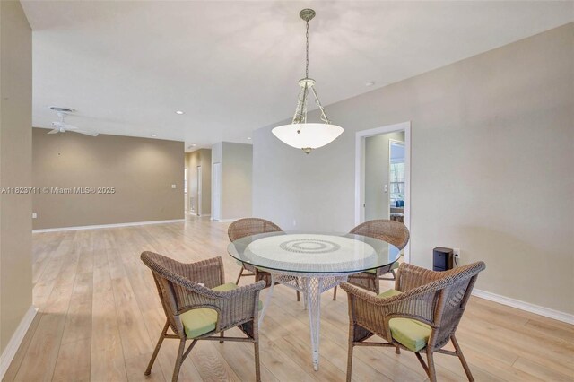 20406 SW 54th Pl, Pembroke Pines, FL 33332 - dining room with light wood finished floors and ceiling fan