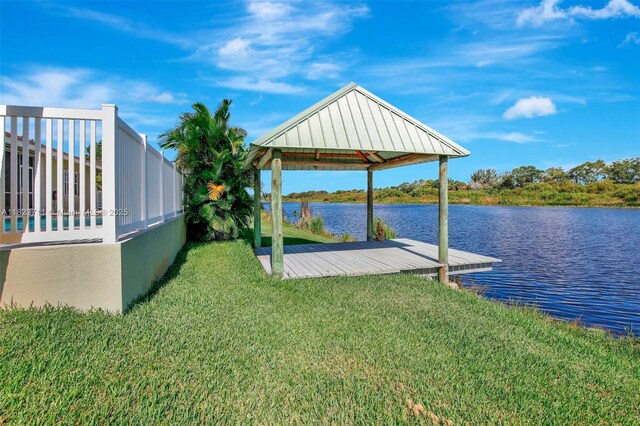 20406 SW 54th Pl, Pembroke Pines, FL 33332 - dock area featuring a water view and a lawn