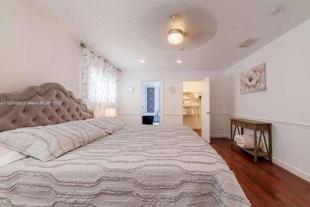 203 SE 8th St, Dania Beach, FL 33004 - bedroom featuring dark wood-style floors, recessed lighting, and ceiling fan