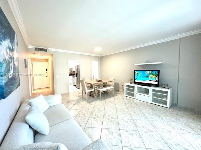 3505 S Ocean Dr Unit 419, Hollywood, FL 33019 - living area featuring crown molding