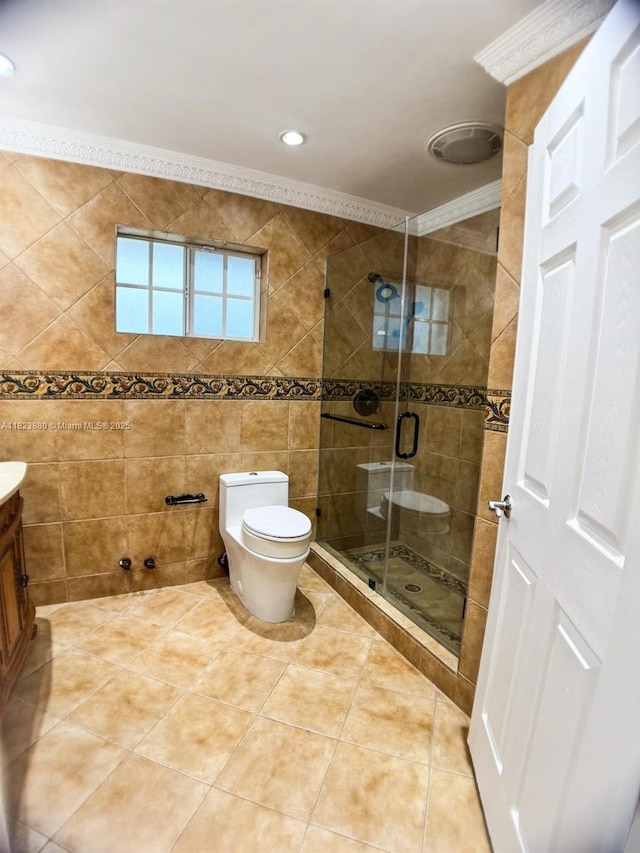 14332 SW 38th Ter, Miami, FL 33175 - full bathroom featuring vanity, a shower stall, recessed lighting, and tile patterned floors