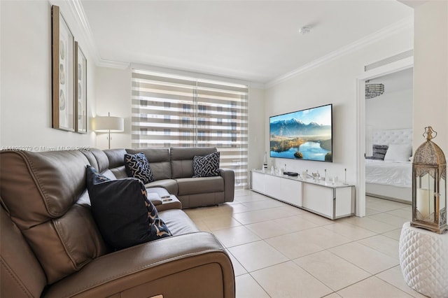 2425 SW 27th Ave Unit 705, Miami, FL 33145 - living area featuring crown molding and light tile patterned floors