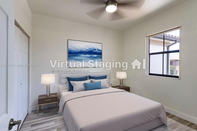 3324 W 90, Hialeah, FL 33018 - bedroom with light wood-style flooring and ceiling fan