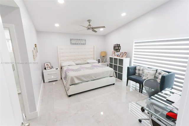 3813 SW 149th Pl, Miami, FL 33185 - bedroom with marble finish flooring, recessed lighting, and a ceiling fan