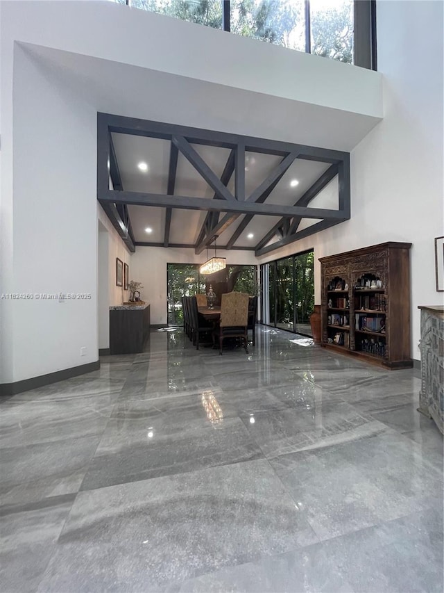 5811 SW 33rd Ter, Hollywood, FL 33312 - lobby with recessed lighting, beamed ceiling, coffered ceiling, and a high ceiling