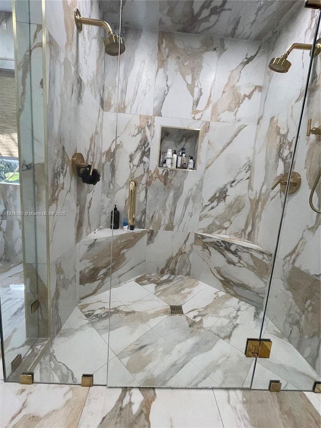 5811 SW 33rd Ter, Hollywood, FL 33312 - bathroom featuring a marble finish shower and marble tiled flooring
