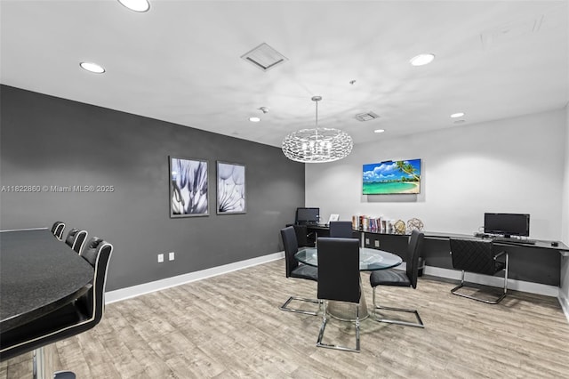 1861 NW S River Dr Unit Ph-01, Miami, FL 33125 - office area featuring recessed lighting, wood finished floors, and a chandelier
