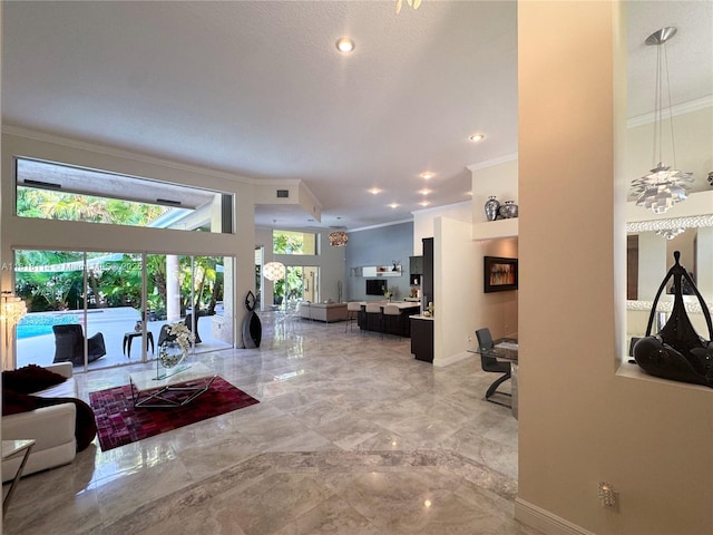 375 Sabal Way, Weston, FL 33326 - living room with ornamental molding and light marble finish flooring