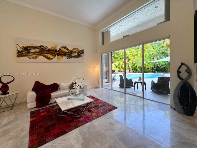 375 Sabal Way, Weston, FL 33326 - living room featuring crown molding and baseboards