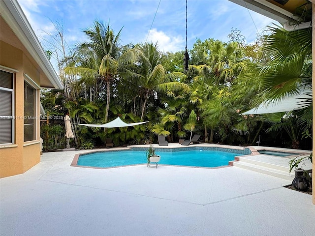 375 Sabal Way, Weston, FL 33326 - outdoor pool with an in-ground hot tub and a patio area