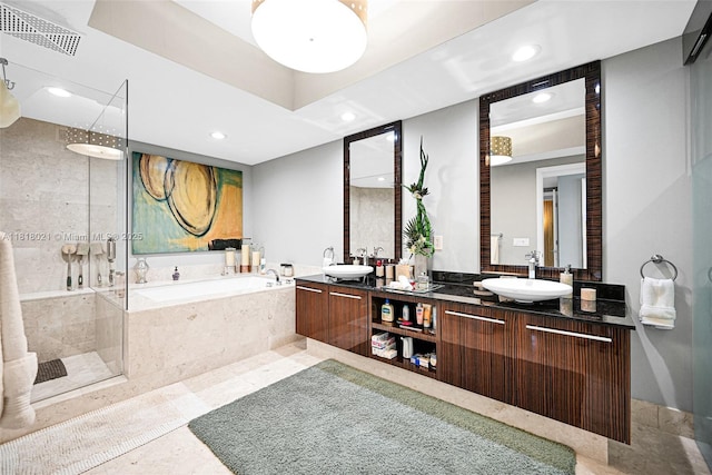 2711 S Ocean Dr Unit 3003, Hollywood, FL 33019 - full bath with a shower stall, a bath, double vanity, and recessed lighting