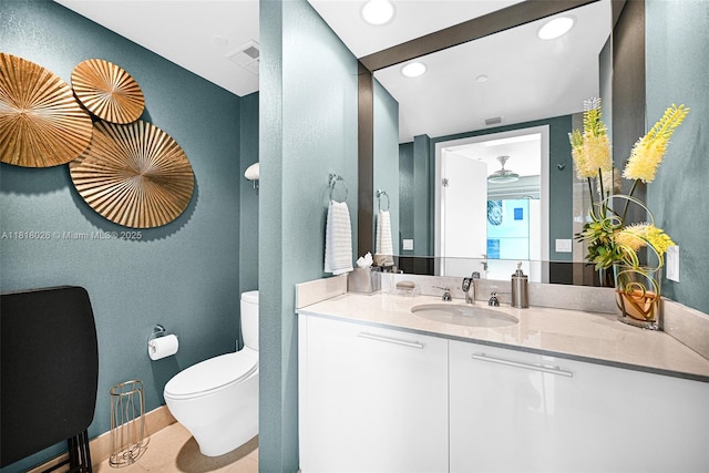 2711 S Ocean Dr Unit 203, Hollywood, FL 33019 - bathroom with vanity, recessed lighting, and tile patterned flooring