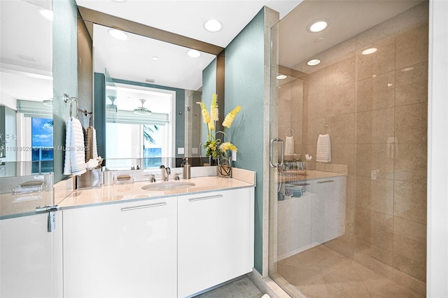 2711 S Ocean Dr Unit 203, Hollywood, FL 33019 - full bath with a shower stall, vanity, and recessed lighting