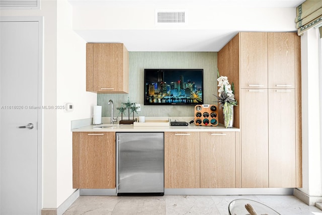 2711 S Ocean Dr Unit 203, Hollywood, FL 33019 - bar with stainless steel refrigerator and a sink