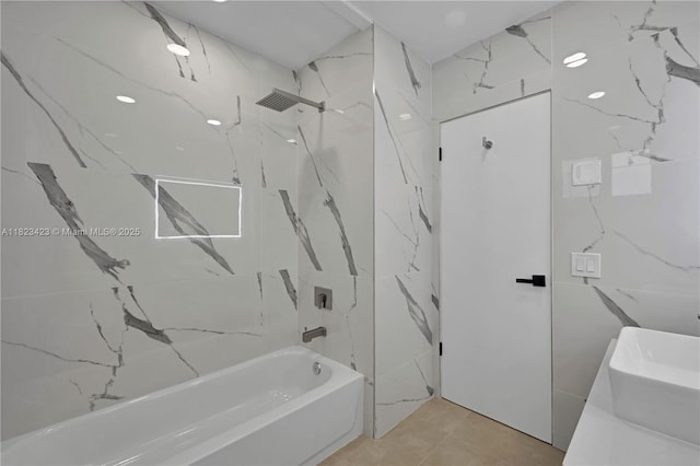 3917 Adams St, Hollywood, FL 33021 - full bathroom featuring shower / bath combination and tile walls
