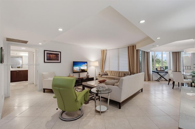 140 SE 5th Ave Unit 438, Boca Raton, FL 33432 - living area with light tile patterned floors and recessed lighting