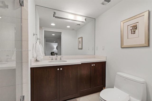 140 SE 5th Ave Unit 438, Boca Raton, FL 33432 - full bathroom with vanity, tile patterned flooring, and recessed lighting