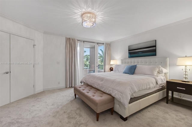 140 SE 5th Ave Unit 438, Boca Raton, FL 33432 - carpeted bedroom with ornamental molding and access to exterior