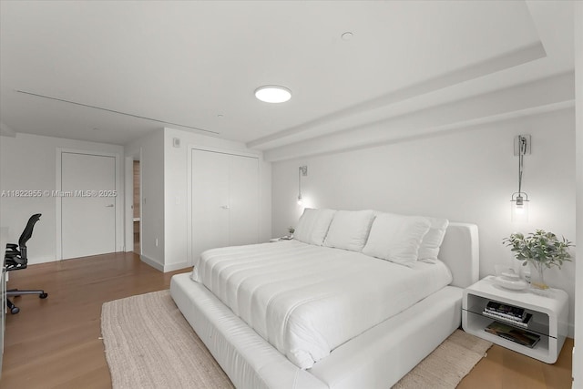 4701 N Meridian Ave Unit 217, Miami Beach, FL 33140 - bedroom featuring light wood finished floors and a closet