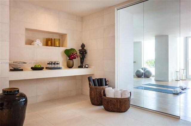 4701 N Meridian Ave Unit 217, Miami Beach, FL 33140 - interior space featuring tile walls