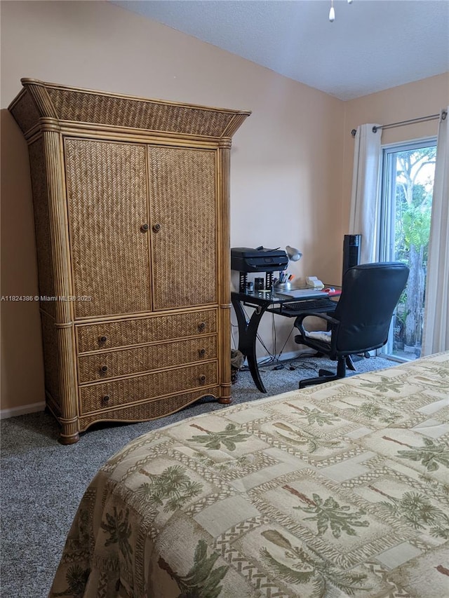 585 SE 25th Ln, Homestead, FL 33033 - bedroom with carpet floors, an office area, and vaulted ceiling