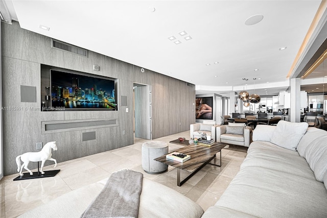 17121 Collins Ave Unit 2304, Sunny Isles Beach, FL 33160 - living room featuring light tile patterned floors and recessed lighting