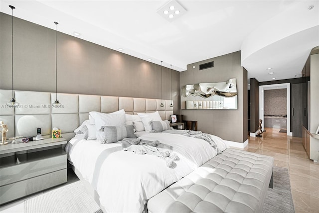 17121 Collins Ave Unit 2304, Sunny Isles Beach, FL 33160 - bedroom featuring recessed lighting and light marble finish floors