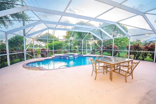 13290 SW 54th Ct, Miramar, FL 33027 - view of swimming pool with a pool with connected hot tub, a patio, and a lanai