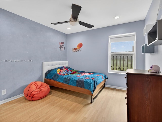 782 Lake Blvd, Weston, FL 33326 - bedroom featuring light wood finished floors, a ceiling fan, and recessed lighting