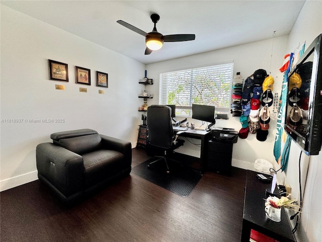 535 SW 181st Way, Pembroke Pines, FL 33029 - office space featuring wood finished floors and a ceiling fan