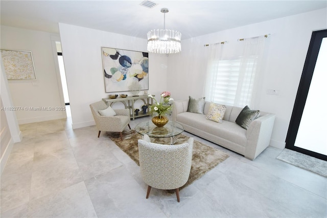 21420 SW 127th Pl, Miami, FL 33177 - living room with a chandelier and baseboards