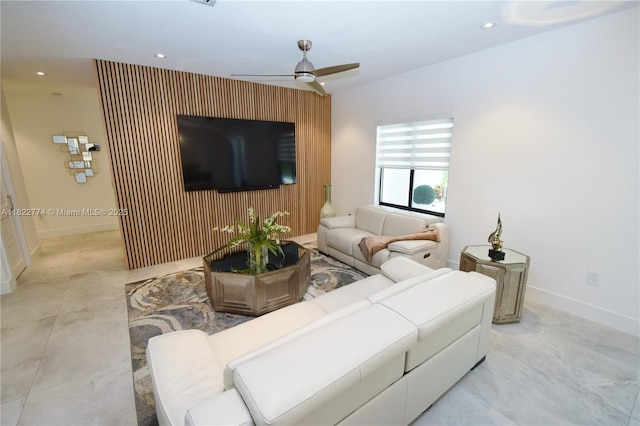 21420 SW 127th Pl, Miami, FL 33177 - living area featuring ceiling fan and recessed lighting