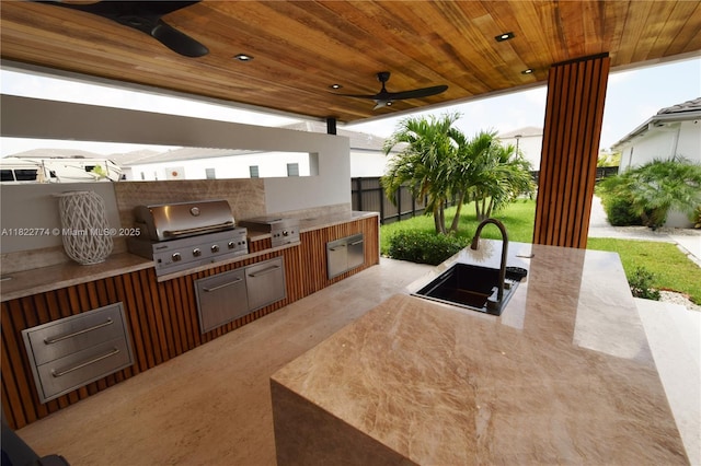 21420 SW 127th Pl, Miami, FL 33177 - view of patio / terrace featuring a ceiling fan and exterior kitchen