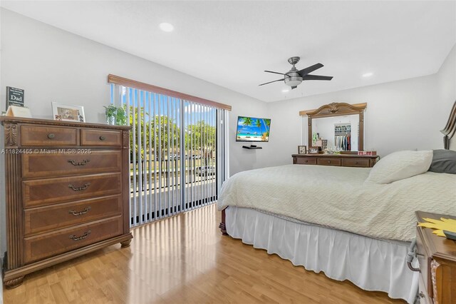 13705 SW 84th St Unit H, Miami, FL 33183 - bedroom with light wood-style floors, recessed lighting, and ceiling fan