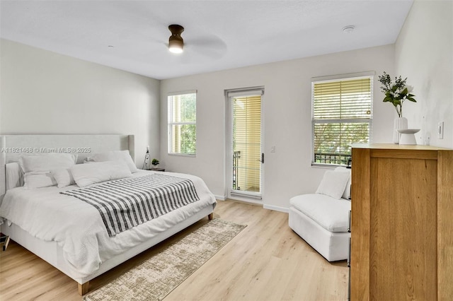 8144 Cascada Isles Dr, Cooper City, FL 33024 - bedroom with access to outside, light wood finished floors, and ceiling fan