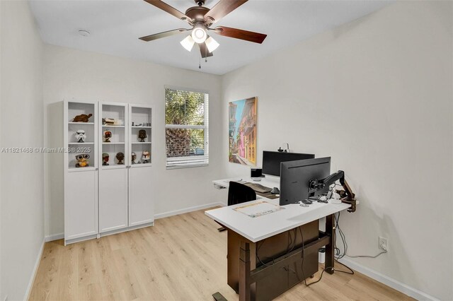 8144 Cascada Isles Dr, Cooper City, FL 33024 - office space with a ceiling fan and light wood finished floors