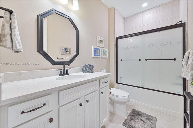 42250 Ramble Rd, Punta Gorda, FL 33982 - full bath with vanity, shower / bath combination with glass door, and recessed lighting