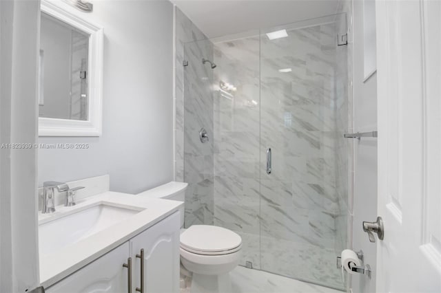 6255 SW 62nd Ct, South Miami, FL 33143 - bathroom with vanity, a marble finish shower, and marble look tiles