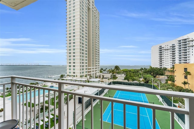 770 Claughton Island Dr Unit 806, Miami, FL 33131 - balcony with a water view and view of pool area