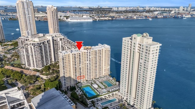 770 Claughton Island Dr Unit 806, Miami, FL 33131 - view of urban area with a pool and a nearby body of water
