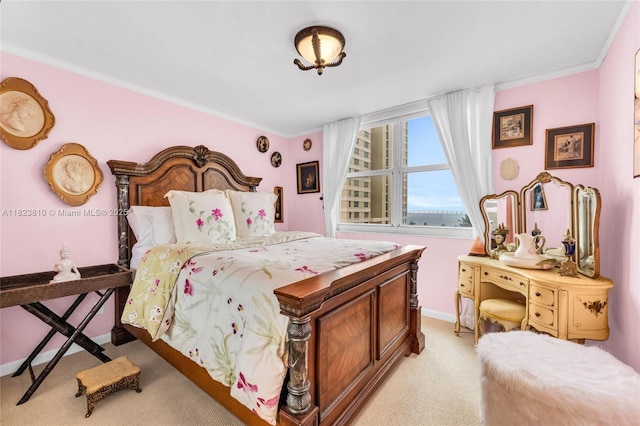 770 Claughton Island Dr Unit 806, Miami, FL 33131 - bedroom featuring ornamental molding and light carpet