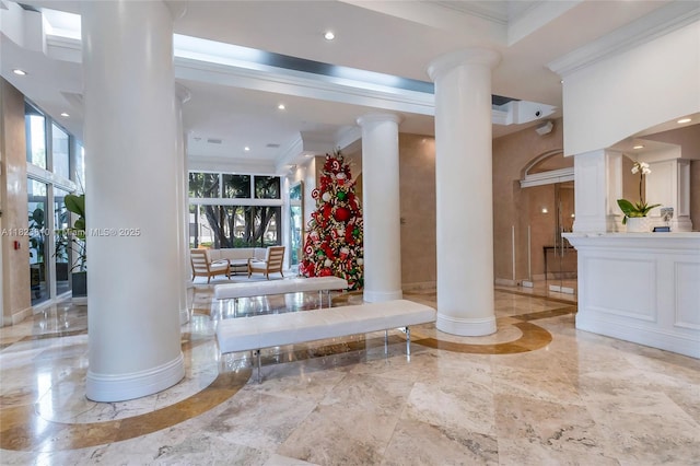 770 Claughton Island Dr Unit 806, Miami, FL 33131 - lobby featuring ornamental molding and recessed lighting